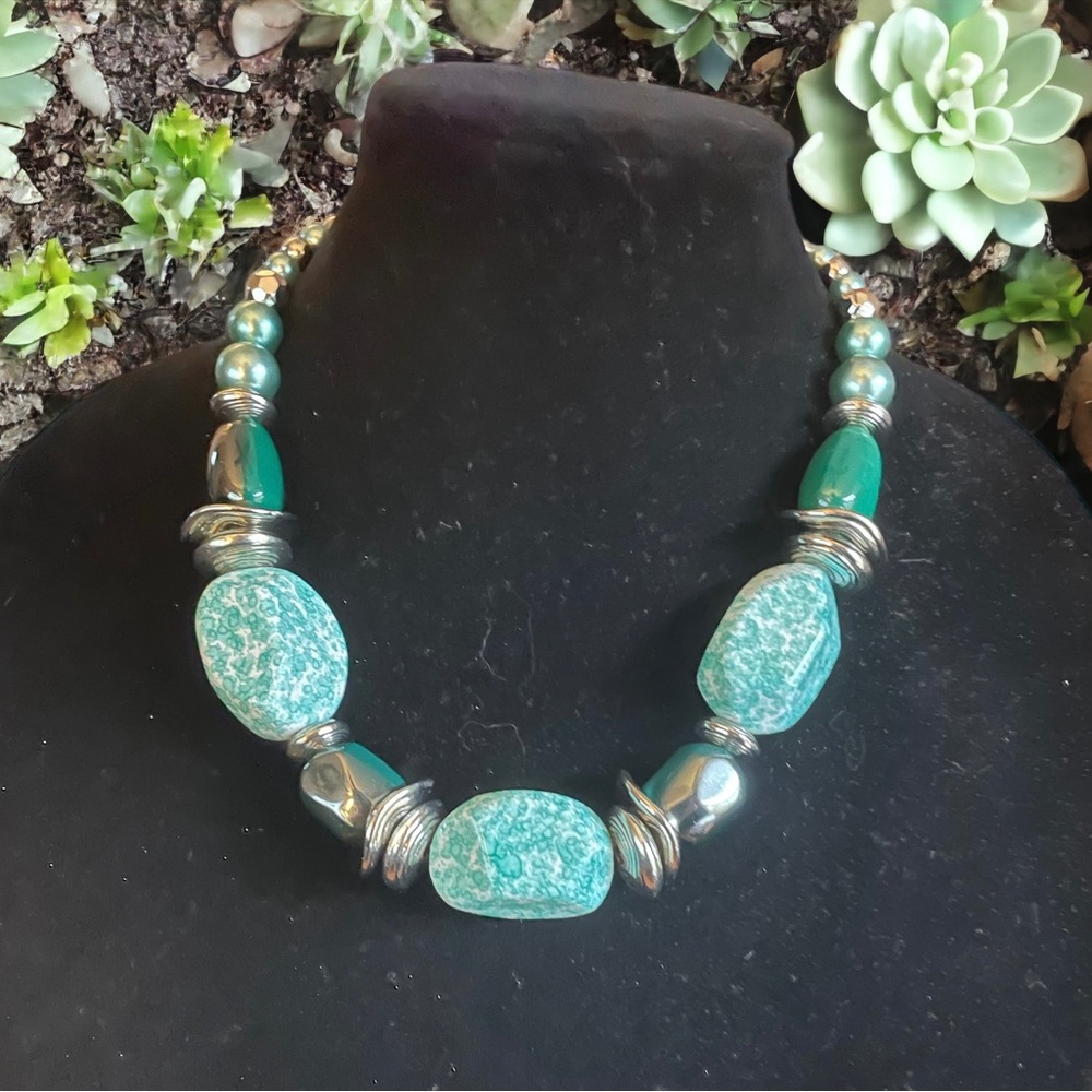 Paparazzi Teal Green Prehistoric Statement Necklace